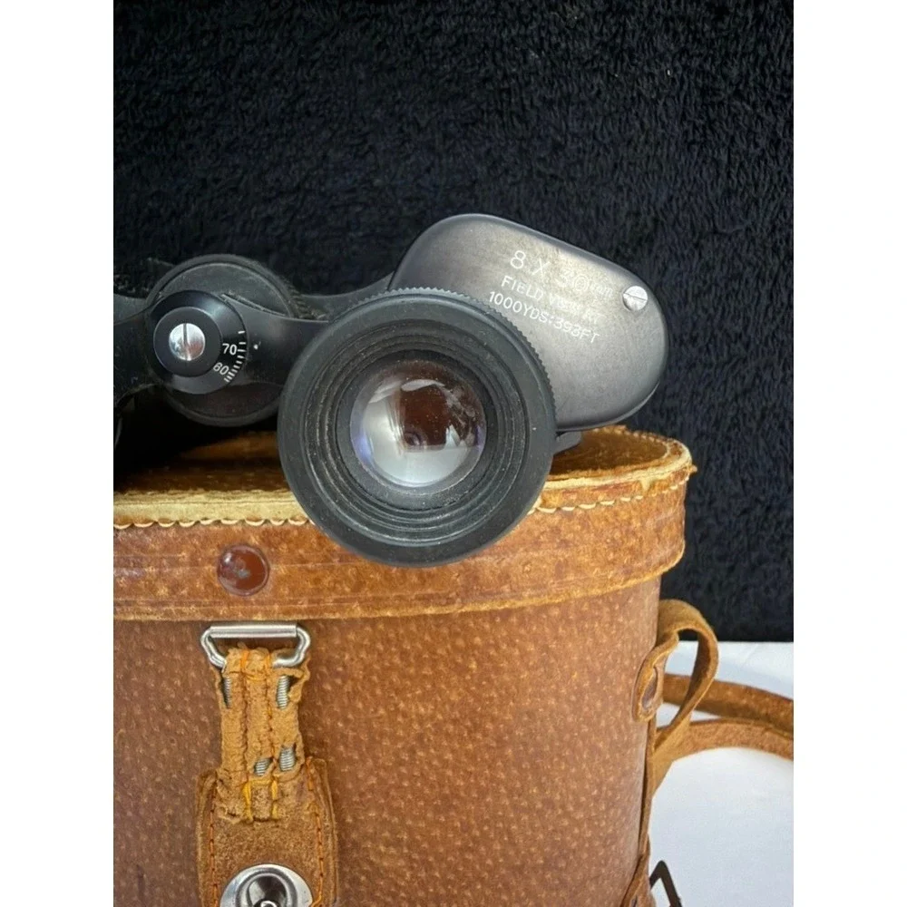 Vintage Tasco 8x30mm Binoculars Coated Optics T-36647 Japan with Leather Case